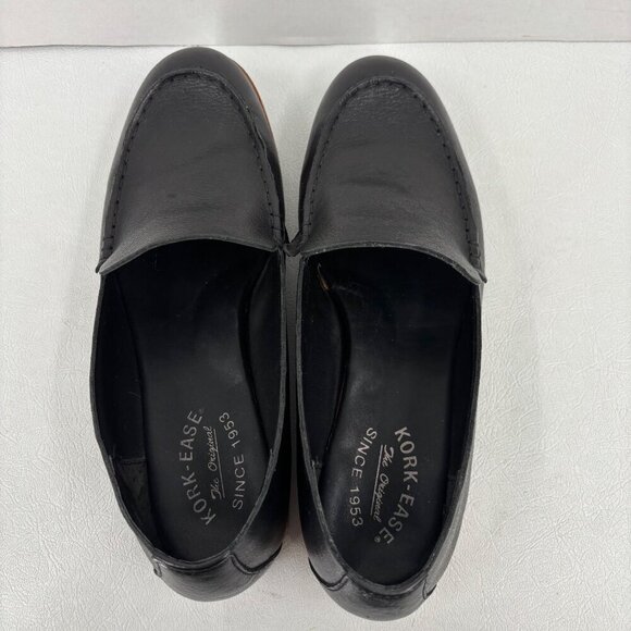 Kork-Ease Meg Leather Loafers Womens Size 8.5 Black Low Block Heel Flat Slip On - Picture 7 of 10